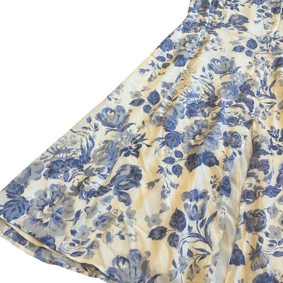 Reformation Twilight Dress White Blue Floral Print Tie Shoulders Size 12 Womens - Picture 9 of 13